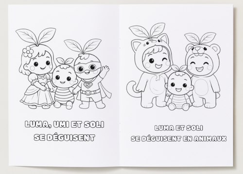 Cahier de coloriages avec Luma, Soli et Umi. Ludiques et apaisants pour enfants (4–11 ans)