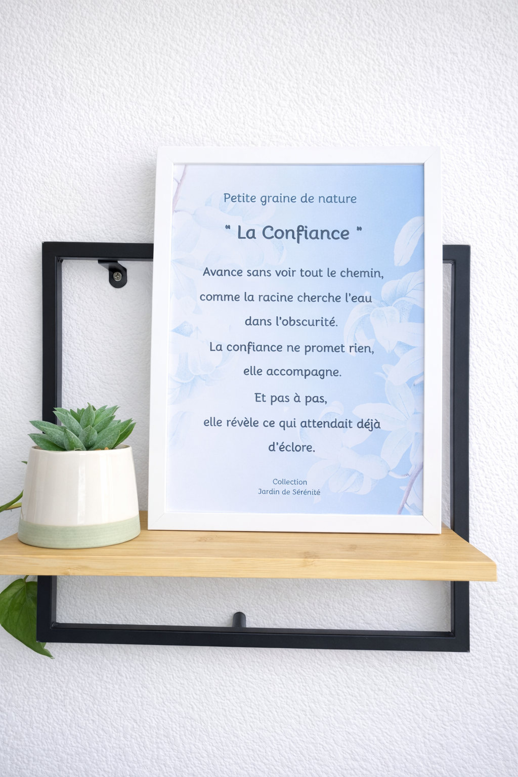 Cadre Citation "La Confiance" – 23x31,5 cm – Cadre blanc – Décoration murale inspirante