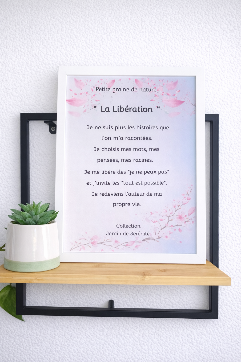 Cadre Citation "La Libération" – 23x31,5 cm – Cadre blanc – Décoration murale inspirante