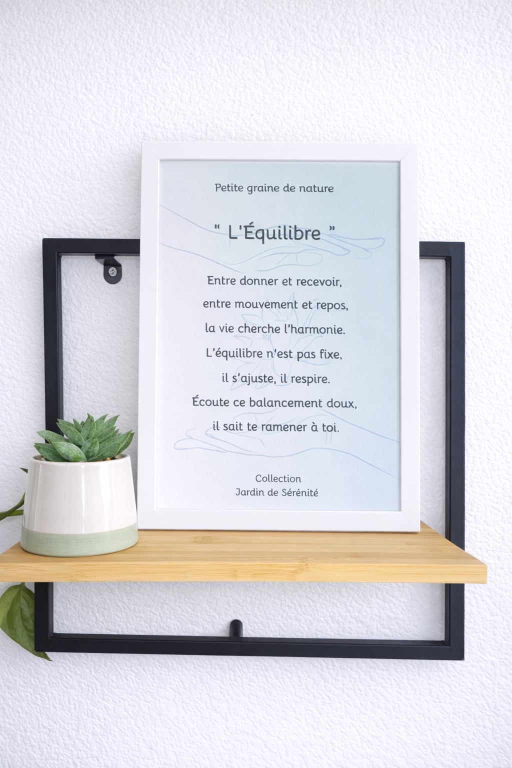 Cadre Citation "L’Équilibre" – 23x31,5 cm – Cadre blanc – Décoration murale harmonieuse