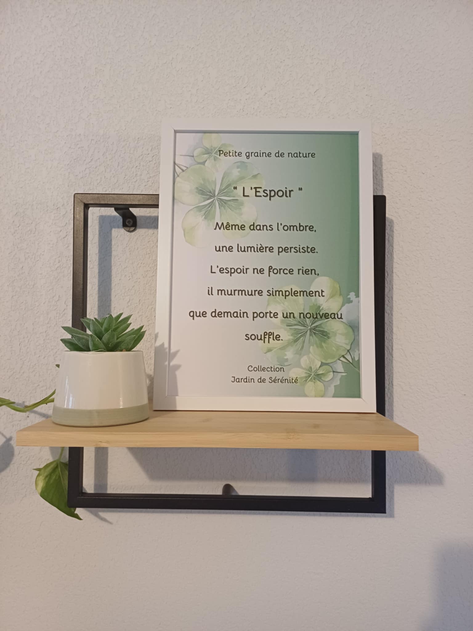 Cadre Citation "L’Espoir" – 23x31,5 cm – Cadre blanc – Décoration murale inspirante