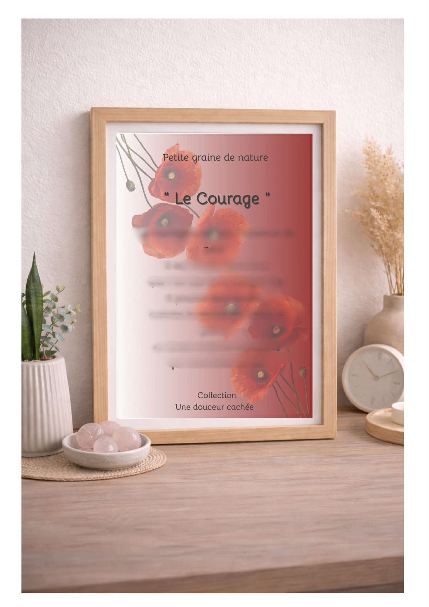 Cadre Citation "Le Courage" – 23x31,5 cm – Cadre blanc – Décoration murale inspirante