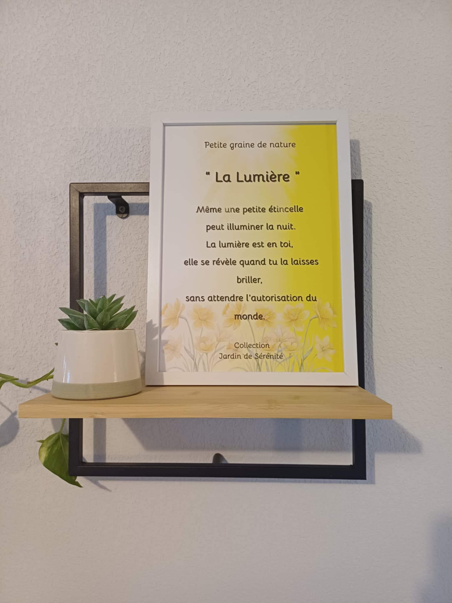 Cadre Citation "La Lumière" – 23x31,5 cm – Cadre blanc – Décoration murale lumineuse et inspirante